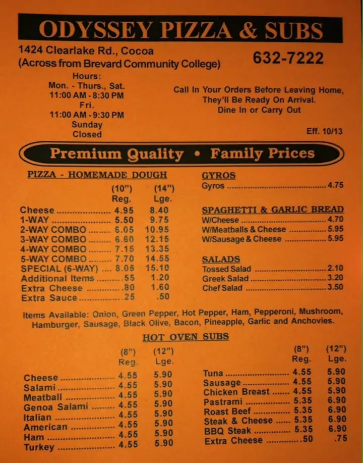 Menu Odyssey Pizza & Subs-6