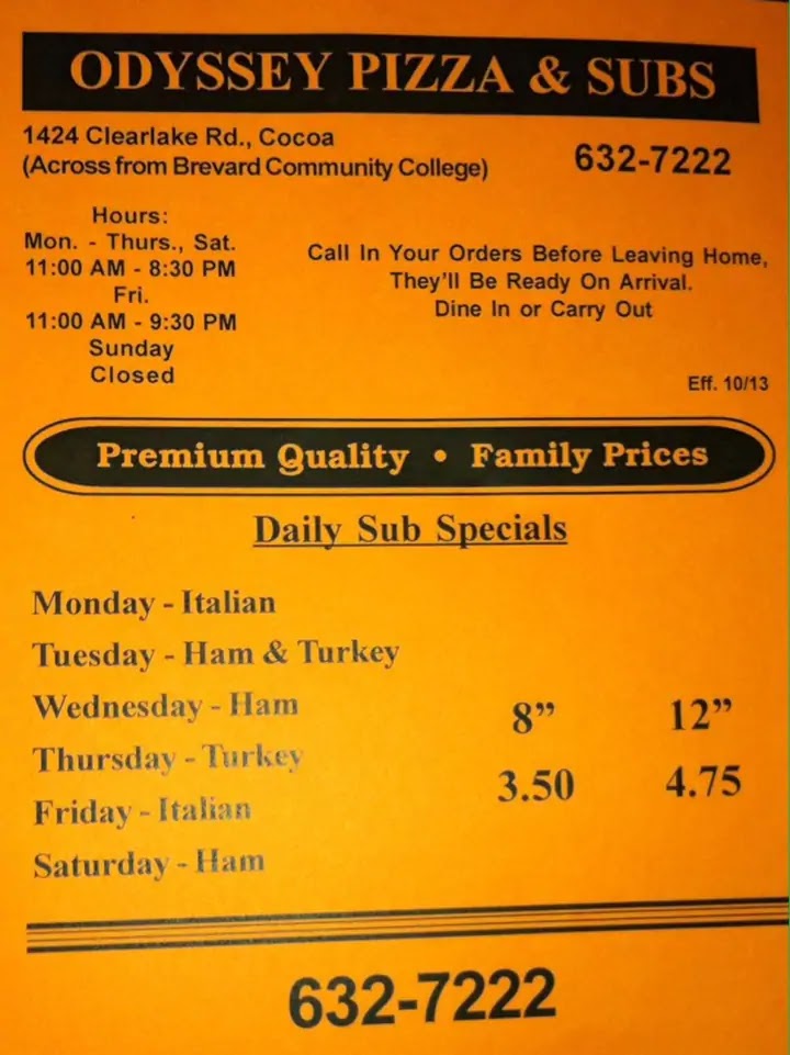 Menu Odyssey Pizza & Subs-8